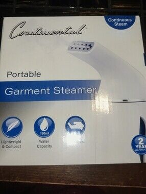 NWB Continental White Portable Garment Steamer Brand New In Box.